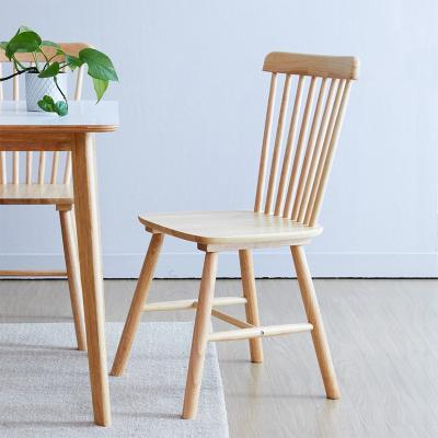 China High Axle Back Solid Rubber Wood Side Chairs Nordic Windsor Chairs Dining Chair With Wooden Legs For Kitchen, Dining Room, Restaurant for sale