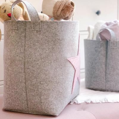 China Personalized Kids Room Teddy Bear Toy Storage Bag Eco-friendly Durable Basket Laundry Felt Bag for sale