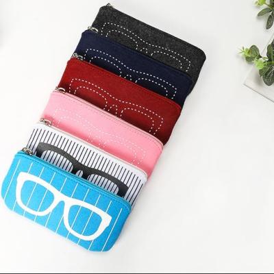 China Popular Custom High Quality Polyester Felt Glass Storage Felt Eyewear Case Glass Bag Pouch for sale