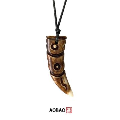 China Non Tarnish Aobao Customized Resin Leather Wax Rope For Men Women Imitated Bull Bone Diy Pendant Necklace Low Price for sale