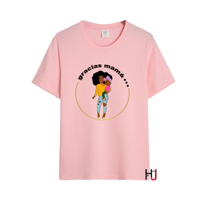 China Wholesale Graphic Women's Cotton T-shirt Anti-pilling Pricks T-shirt Mother's Day Women Mom Baby Girl Black Printed Oversized Tees for sale