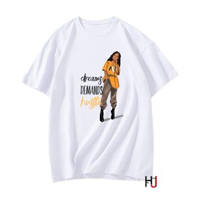 China Breathable Wholesale 100% Cotton Oversized Custom T Shirts Dreams Require Hustle Graphic Pits Melanin Black Girl Printed Womens T Shirt for sale