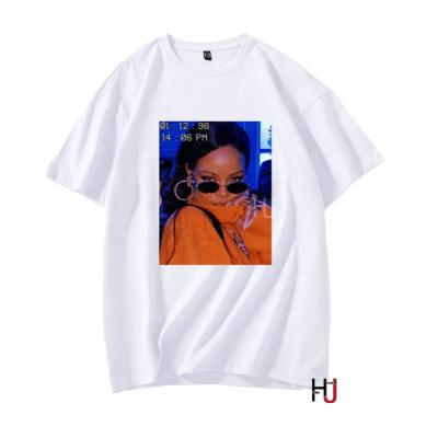 China Robyn Rihanna Fenty Singer Printed Anti-Pilling Unisex T-shirt Men Women O-neck T-shirt Cotton Hot Sale Graphic T-Shirt Men-Women Fashion for sale