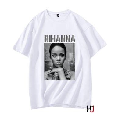 China Anti-pilling New Fashion 2021 Summer T Shirts Rihanna T Shirts Men Women White Cotton Tee Plus Size Streetwear Hot Sale Female for sale