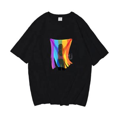 China Anti-pilling Cartoon T-shirt 90s Fashion Aesthetic Unisex Tops Tees Pride Lgbt Love Rainbow Design Print Women Cotton Summer Casual Tee for sale