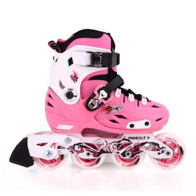 China Pp+net Fabric Low Price Professional Made Fashion Cool Design Inline Roller Skate Shoes For Kid With Light for sale