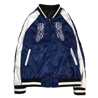 China Custom Reversible Jacket Reversible Women Bomber Embroidery Flower Casual Jacket Made in China for sale