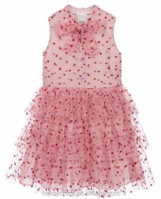 China Breathable Mommy and Me Latest Fashion Design Printed Glitter Polka Dots Tutu Princess Girl Child Pink Dress for sale