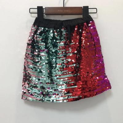 China Custom Breathable Flip Sequin Girls Skirts Rainbow Sequin Kids Skirt For 2-12Years for sale