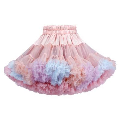 China Custom Kids Girl Anti-wrinkle Tutu Skirt Sweet Soft Chat Colorful Lace Cupcake Dress Princess Short Skirt for sale