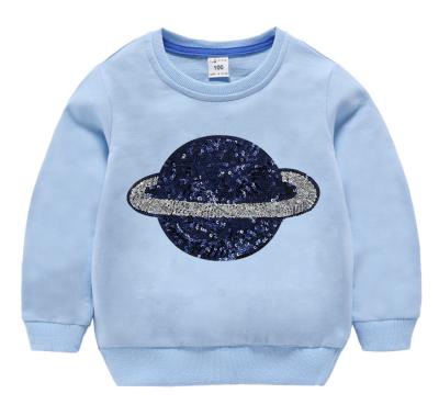 China Breathable Sequin High Quality Custom Planet Navy Blue Sweatshirt Kids Korean Sweatshirt for sale