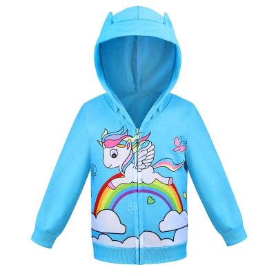 China Viable Children's Jacket 2021 New Children's Printing Jacket Girls Rainbow Unicorn Sweater Zipper Hoodie for sale