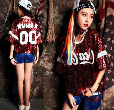 China Spring And Summer Breathable T Shirts For Girl T Shirt Hip Hop Sequin T Shirt Made In China for sale