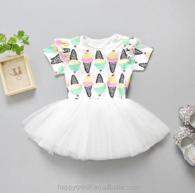 China Short Sleeve Cute Design Short Sleeves Tutu Dress Ice Cream Printed Funny Custom Baby Onesie for sale