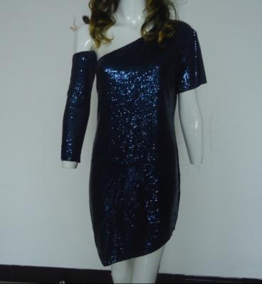 China Navy Bling Bling Sequin Club Dresses , Classy Club Evening Dresses Lightweight for sale