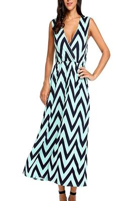 China Zig Zag -de Maxikleding van de de Zomervakantie, Elastische Taille Maxikleding voor Korte Dames Te koop