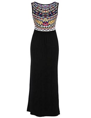 China Bohemia Printing Round Neck Sleeveless Dress , Floor Length Summer Maxi Dresses for sale