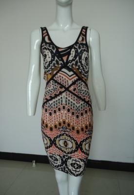 China Tribal Printing Going Out Maxi Dresses , Black Piping Womens Casual Tank Dresses for sale