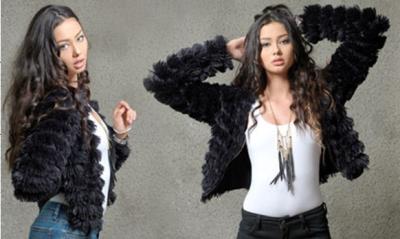 China High End  Faux Fur Beige Black Fashionable Winter Coats Zip Up Blazer for sale