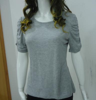 China Self Tape Grey Womens Casual Tops T Shirts , Fashion Smock T Shirt Tops for sale