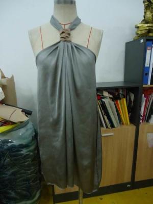 China Grey Chiffon Womens Club Dresses Boutiques Open Back Knot / Halter Neck Short Dress for sale