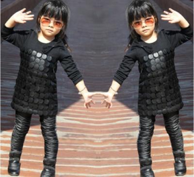 China Knit Black Winter Party Dresses For Girls , 7 To 8 Years Girl Dress Pu Leather Front for sale