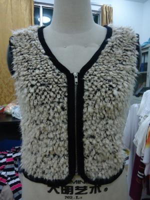 China Faux Fur Black Binding Fashionable Winter Coats Sleeveless Zip Up Vest For Lady for sale