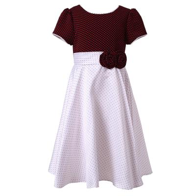 China Des kurzen Ärmels Bindungs-Bogen kleine Mädchen-Fall-Kleiderprinzessin-Dresses For Kids Roses zurück zu verkaufen