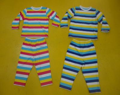 China Comfy Multi Striped Kids Pajama Sets , Toddler Boys Winter Pajamas Private Label for sale