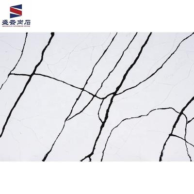 China Scratch / Stain / Heat / Chemical Resistant Artificial Quartz Slabs White Color With Veins White Calacatta Quartz Stone For Countertops for sale