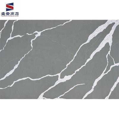 China Scratch/Stain/Heat/Chemical Resistant STONE Wholesale Price Polished Table Tops Gray White Calacatta Quartz Tiles Artificial Stone Countertops Slabs for sale