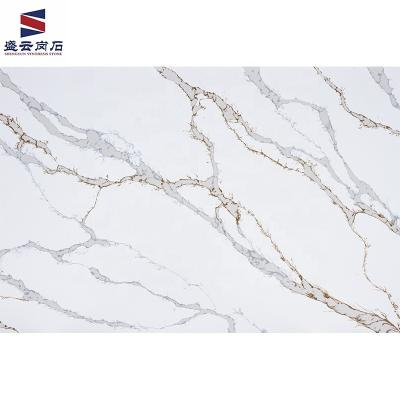 China Scratch/Stain/Heat Calacatta Quartz White Quartz Slab Countertops/Chemical Resistant Artificial Quartz Slab Kitchen Countertops Slab for sale