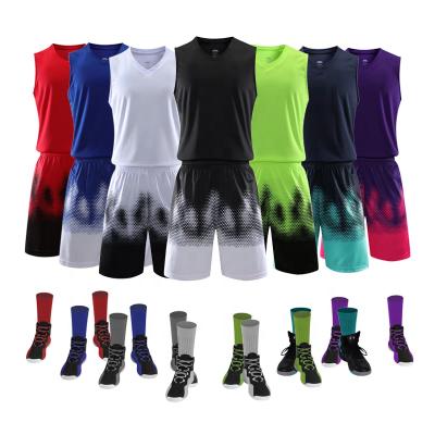 China Latest design fashion breathable youth sublimation basketball wear uniform tank top set on sale for sale