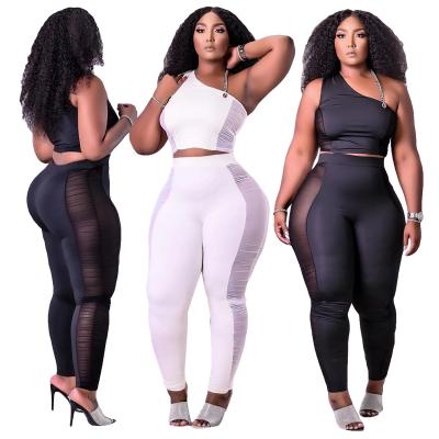 China Breathable Yoga Clothing Solid Color Two Piece Mesh Fitness Patchwork Yoga Set 2 Piece 2 Piece Set Clothing for sale