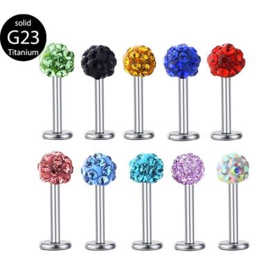 China FASHIONABLE G23 Titanium Labret Crystal Gemstone Jewelry Labret Stud Ear Piercing Lip Ring Jewelry for sale