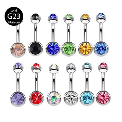 China FASHIONABLE Internally Threaded Blue Black Stone Belly Button Ring Titanium Light Pink G23 Piercing for sale