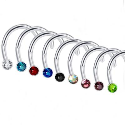 China Wholesales Women Accessories 316l Stainless Steel FASHIONABLE Crystal Nose Ring Septum Industrial Piercing Jewelry for sale