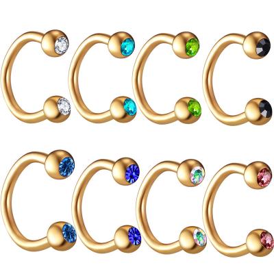 China TRENDY Nose Stud Stainless Steel Jewelry Set Diamond Dangle Nose Ring Body Piercing Jewelry Gold for sale