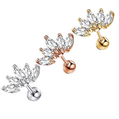 China Fashionable Wholesale Luxury Piercing Gold Foil Stainless Steel Earrings Diamond Stud Earrings for sale