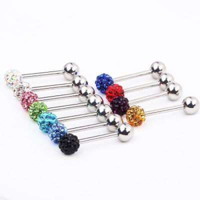 China Fashion Body Jewelry Crystal Studs Tongue Rings Septum Piercing 316l Stainless Steel Jewelry for sale