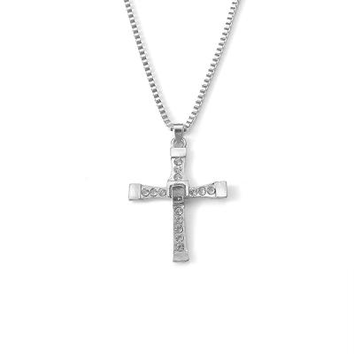 China Newest Fashion Cross Pendant Jewelry Handmade Silver Diamond Cross Necklace Alloy Metal Eco-Friendly Necklaces 20 Pcs for sale