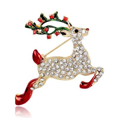 China Cloth Party Wedding Deer Brooches Christmas Gifts New Year Reindeer Working Pin for Women China Cloth Decoration Zinc Alloy Animal Wedding 5pcs for sale