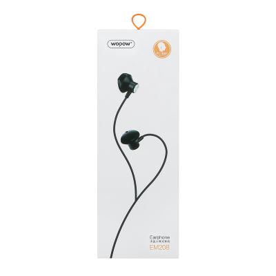 China In-ear Wopow EM208 Black Color 1.2m Earphone Wired Earphone With Mic for sale