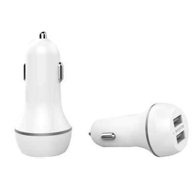 China Wowpow CD004 DC 5V-1A/2.4A output mobile phone mini smart car charger double usb charge with cable for sale