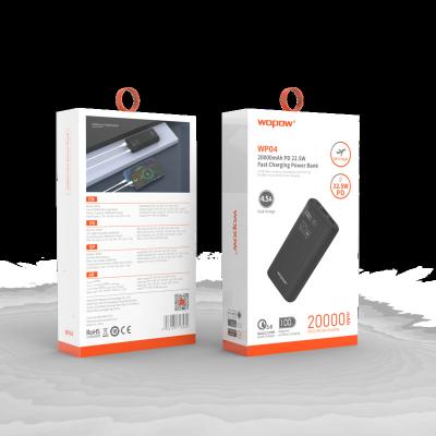 China Fast Charging Support Wopow PD22.5W Quick Charge 20000mAh Extended Power Bank With LCD Display OEM Supply for sale