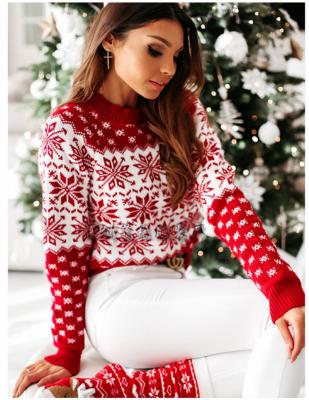 China Wholesale Breathable Winter Clothes Casual Loose Ugly Snowflake Red Knitted Women's Christmas Sweater for sale