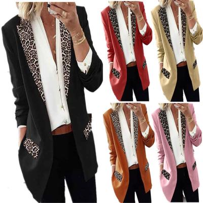 China Customized Viable Quilting Ladies Winter Blazers Casual Leopard Embroidery Women Work Office Blazer Jacket for sale