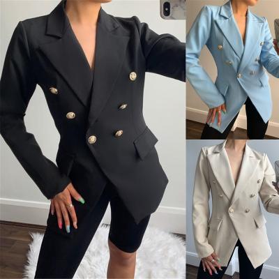 China Wholesale Viable Winter Clothes Solid Color Casual Buttons Ladies Coat Slim Office Women Work Blazer Jacket 2021 for sale