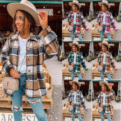 China Wholesale 2021Fashion Viable Winter Clothes Casual Outerwear Coat Women Blouse Shacket Plaid Jacket for sale