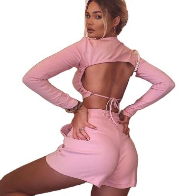 China Waterproof 2020 Women Fashion Playsuit Sheer Gauze Two Piece Sets Club Pants Two Piece Set for sale